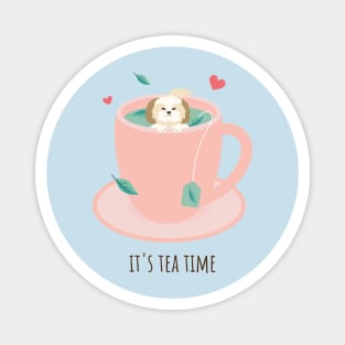 It's Tea Time Cute Puppy Magnet